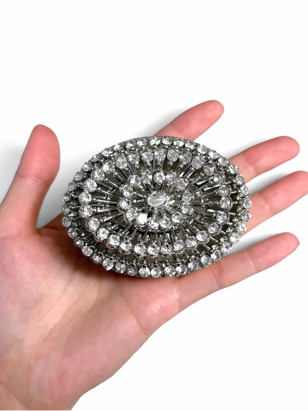 Olivia Riegel Vintage Silver Crystal Rhinestone Jolene Jewelry or Trinket Box